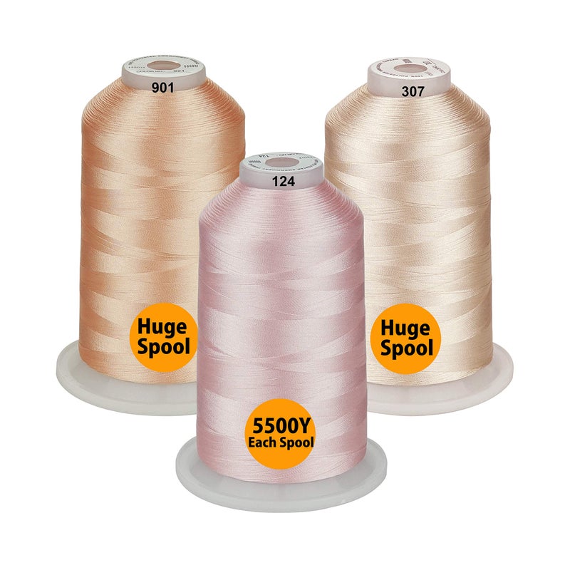 Simthread - 33 Selections - Various Assorted Color Packs of Polyester Embroidery Machine Thread Huge Spool 5500Y for All Purpose Sewing Embroidery Machines - Skin Tone Color - Image 1